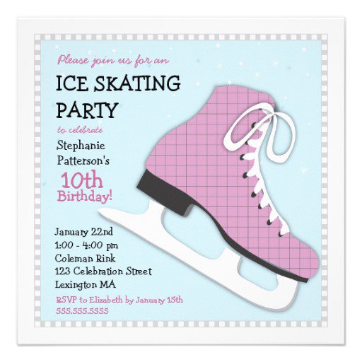 Skating Birthday Party Invitation Wording