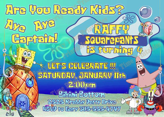 Spongebob First Birthday Invitations