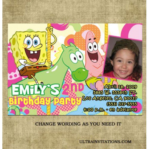 Spongebob Girl Birthday Invitations