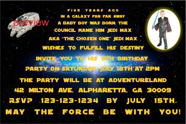 Star Wars Birthday Invitation Text