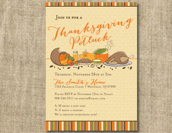 Thanksgiving Potluck Invitation Wording Work