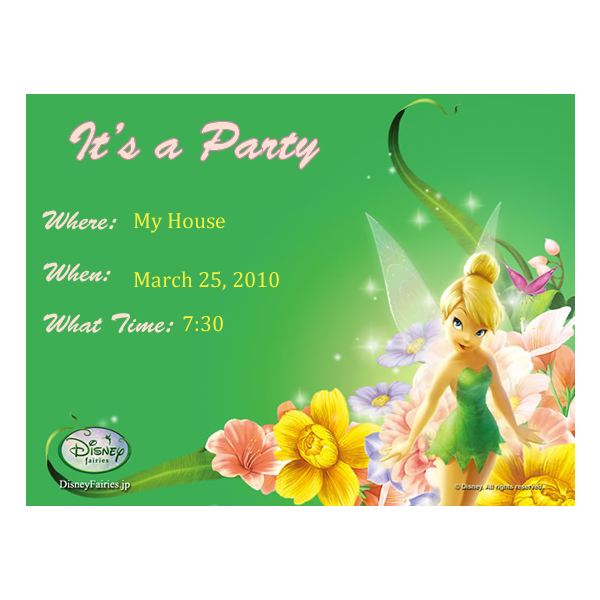 Tinkerbell 1st Birthday Party Invitations