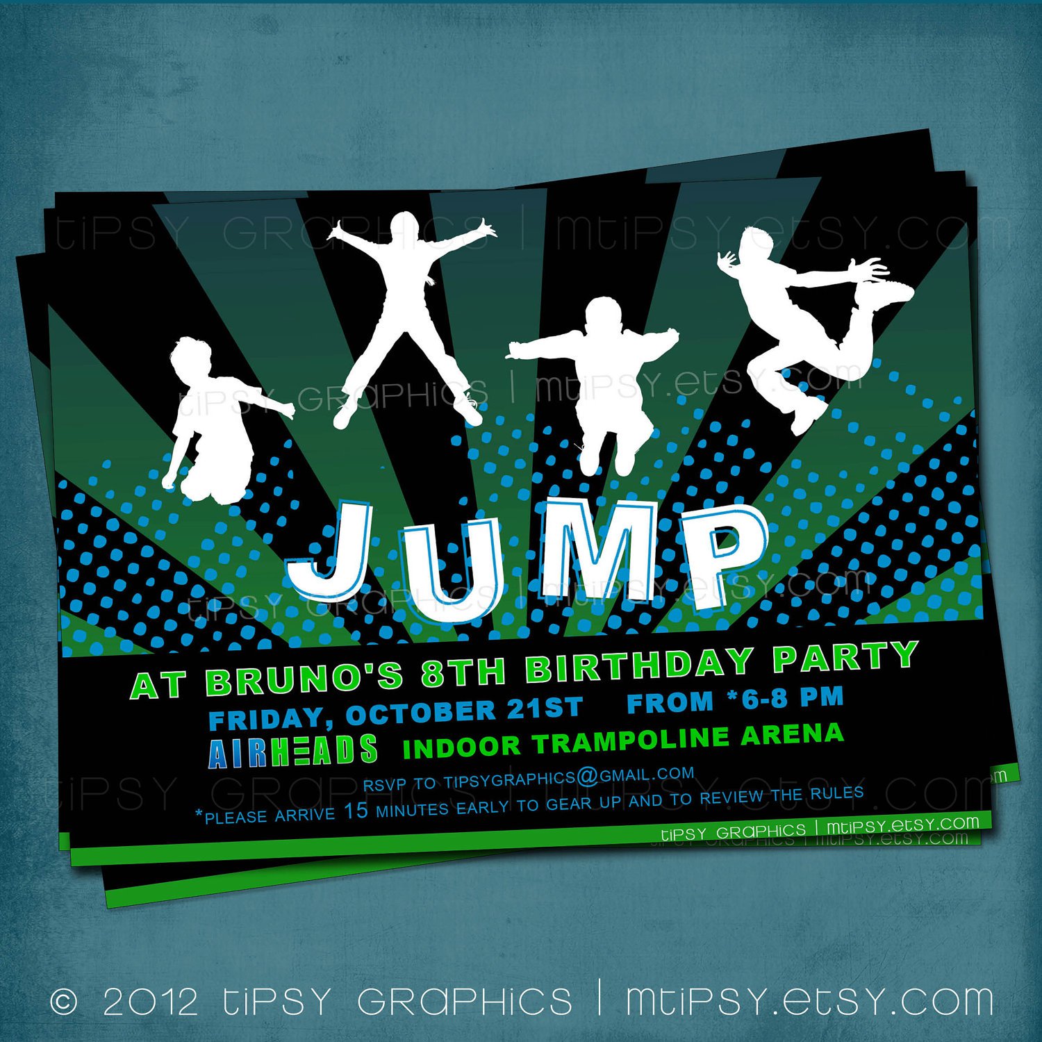 Trampoline Birthday Party Invitation Templates