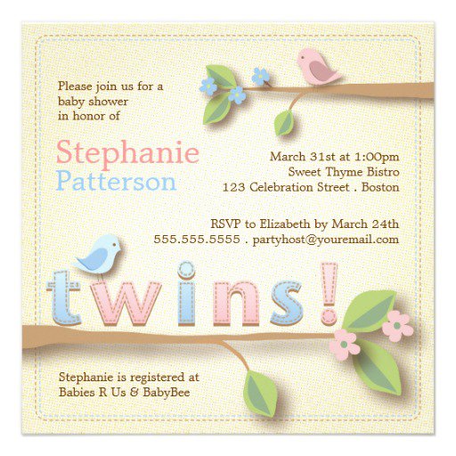 Twin Boy And Girl Baby Shower Invitations