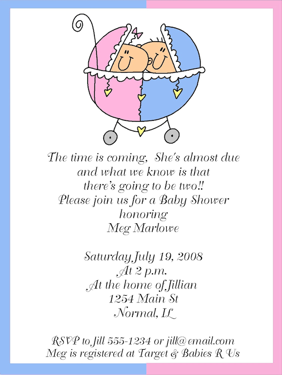 Twin Girl Baby Shower Announcements
