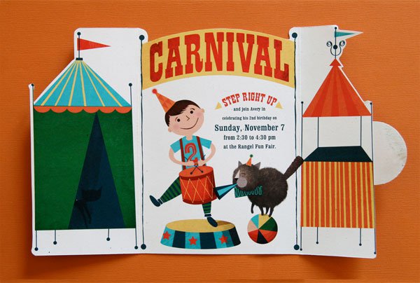 Vintage Carnival Birthday Invitations