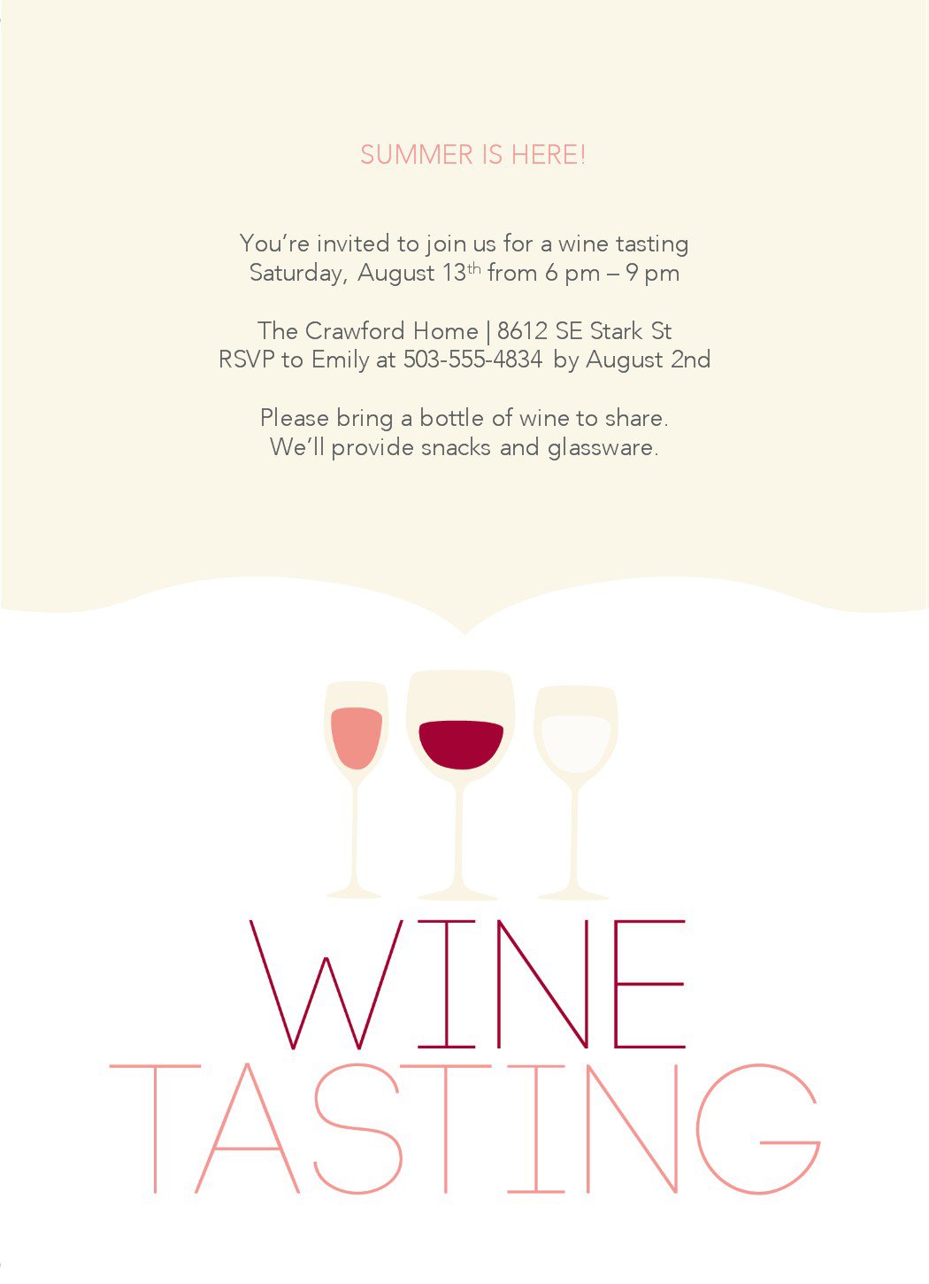 Wine Tasting Invites Templates