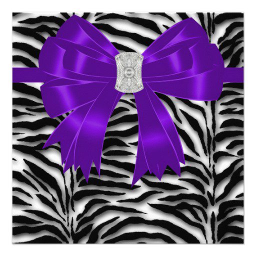 Zebra Purple Invitations