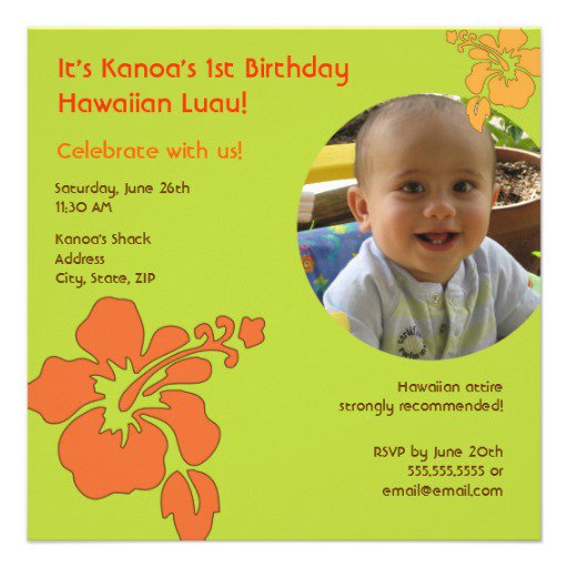 1st Birthday Hawaiian Invitations