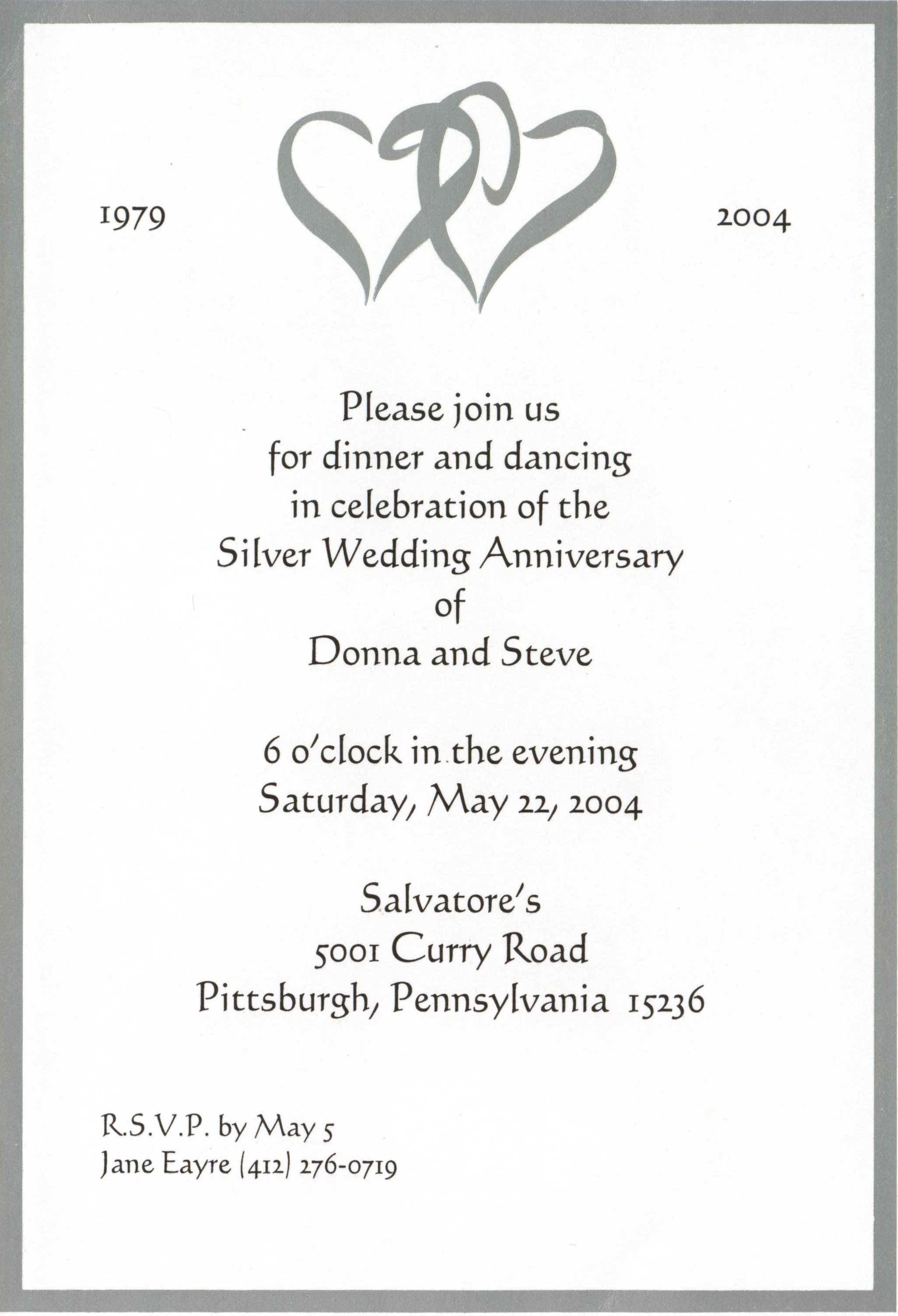 25th Anniversary Invitation Format