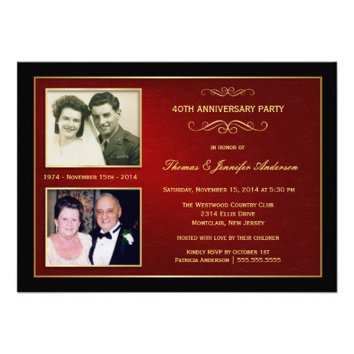 40th Anniversary Party Invitations