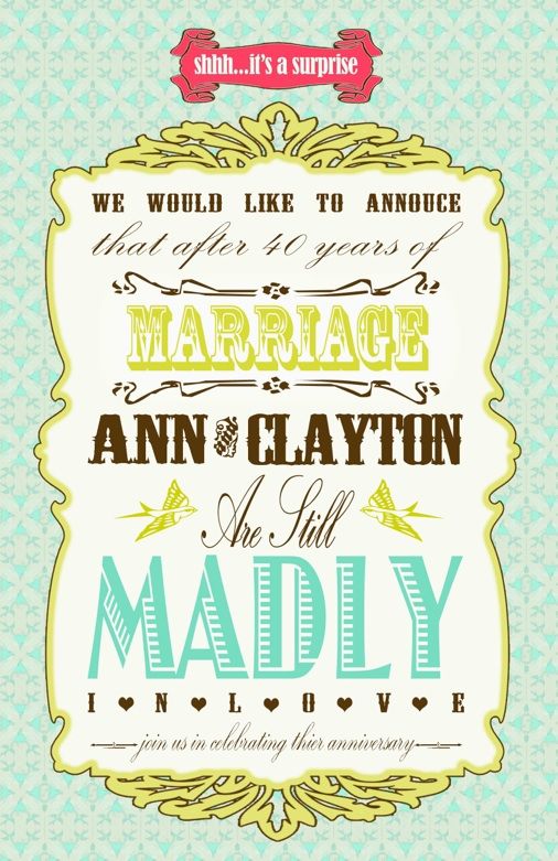 40th Wedding Anniversary Surprise Party Invitations