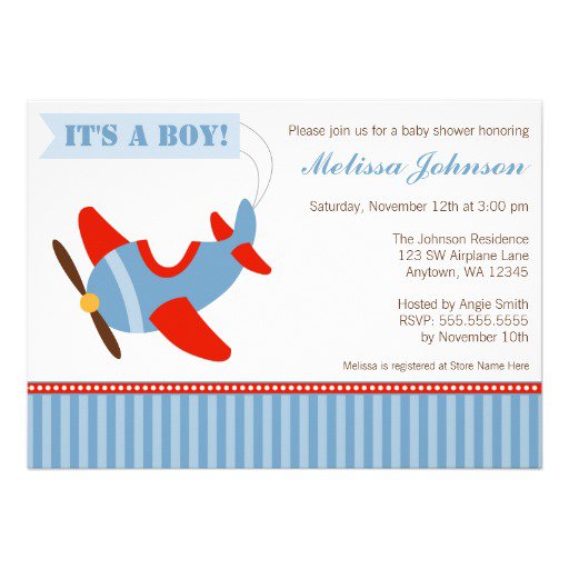 Airplane Themed Baby Shower Invitations