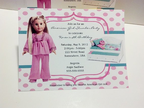American Girl Doll Tea Party Invitations