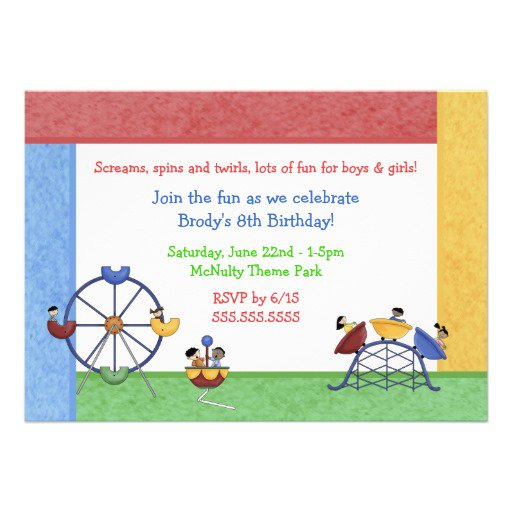 Amusement Park Birthday Party Invitations