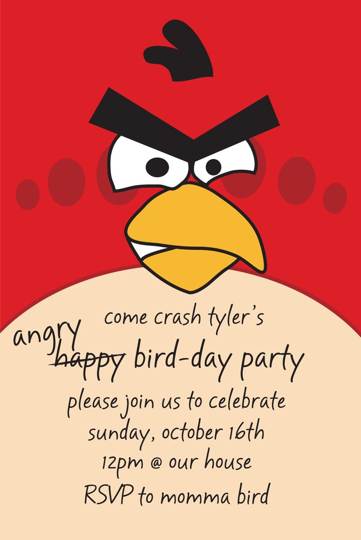 Angry Birds Birthday Party Invitation Wording