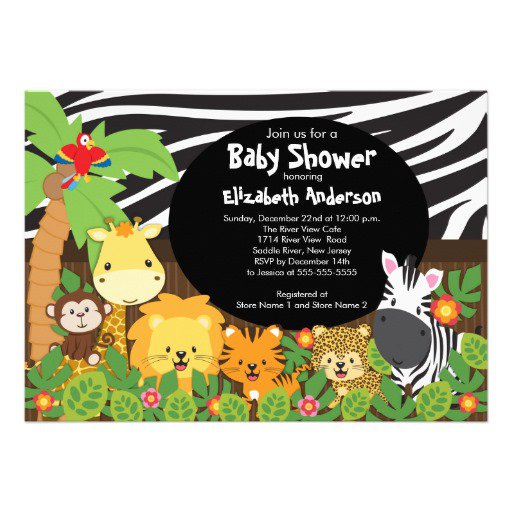 Animal Safari Baby Shower Invitations