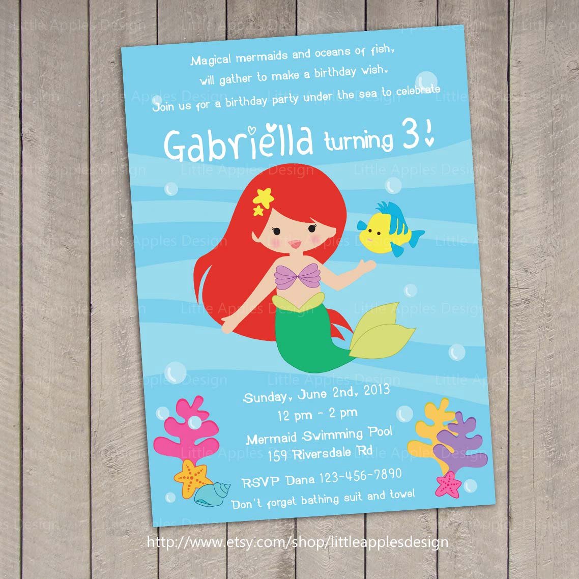 Ariel Little Mermaid Invitations Free