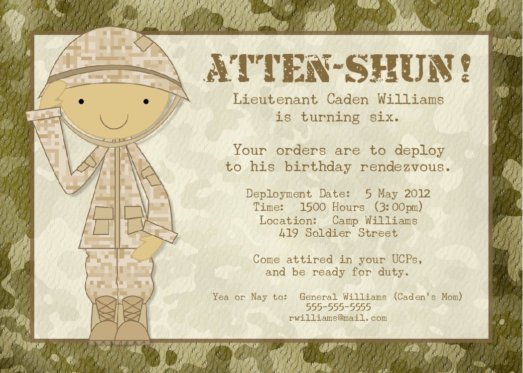Army Birthday Invitations Wording