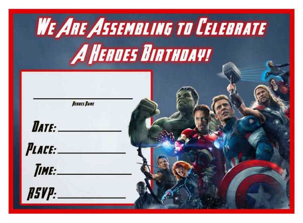 Avengers Birthday Invitation Templates Free