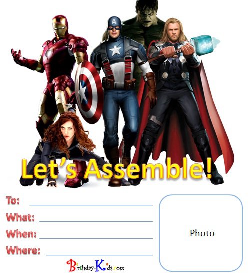 Avengers Birthday Party Invitations Templates