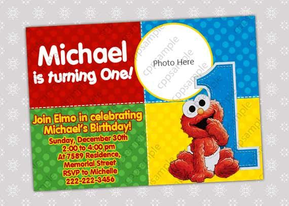 Baby Elmo Birthday Invitations