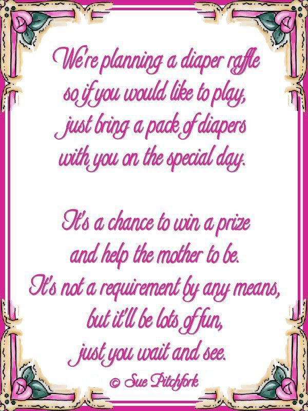 Baby Shower Invitation Inserts For Diapers And Wipes Raffle