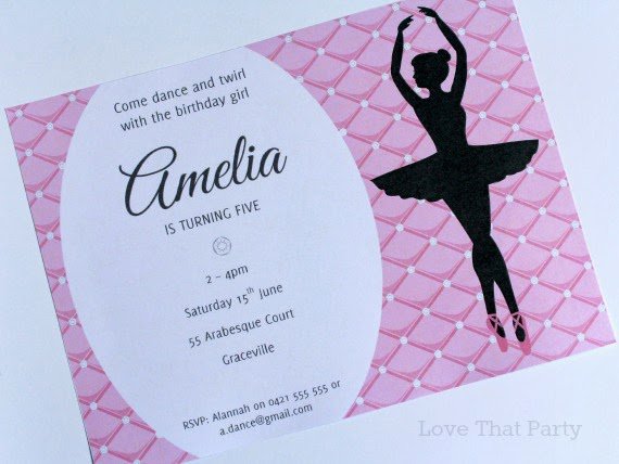 Ballerina Party Invitations Printable