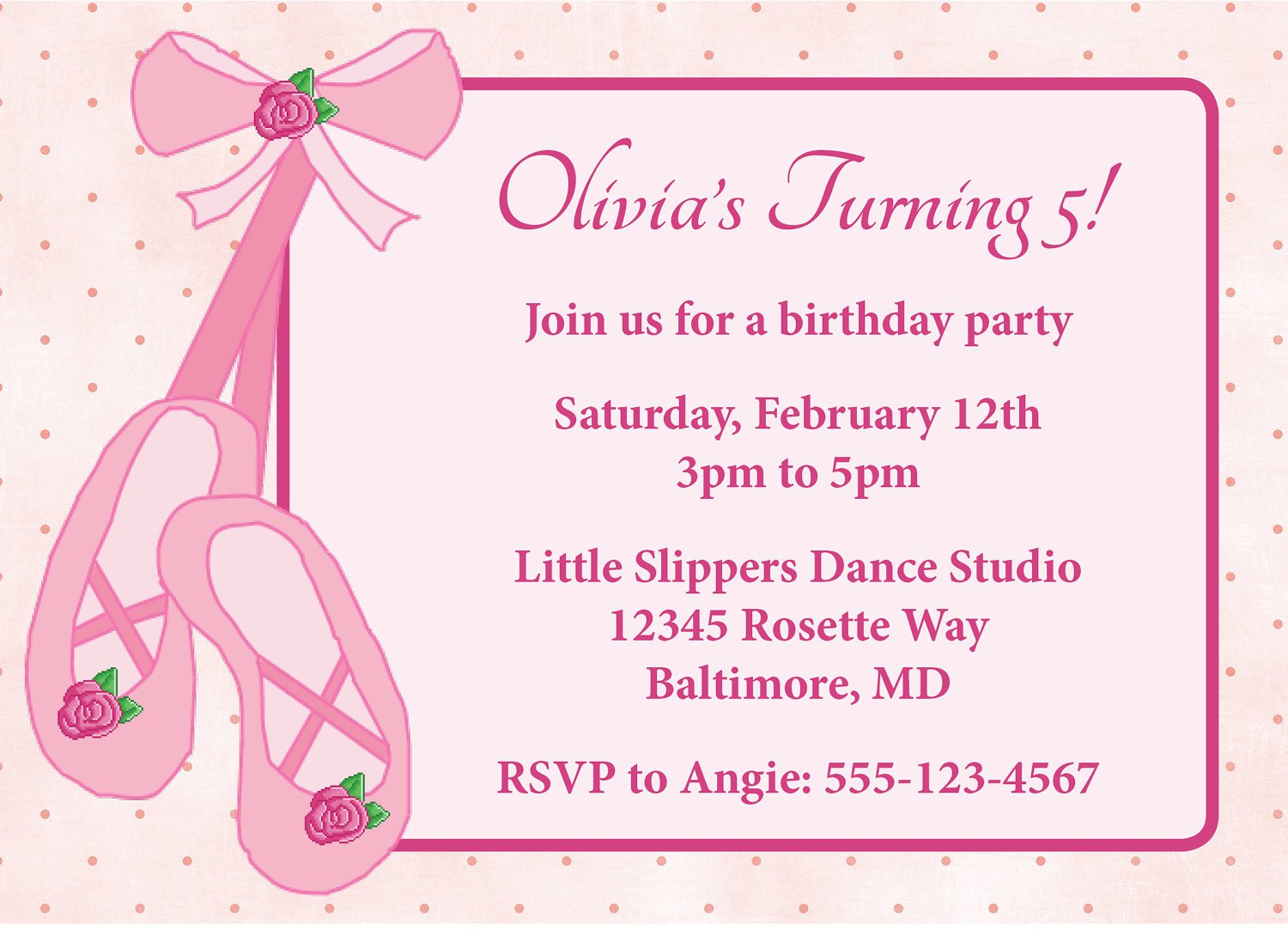 Ballet Birthday Party Invitation Wording