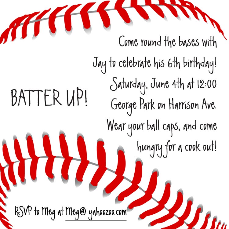 Baseball Birthday Invitations