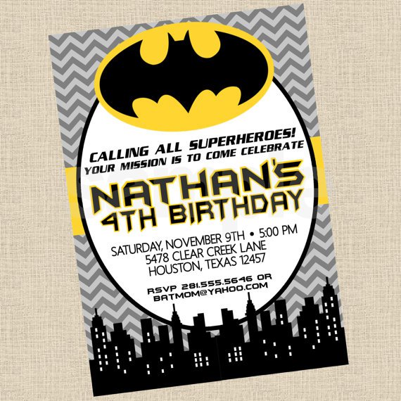 Batman Party Invitations Printable