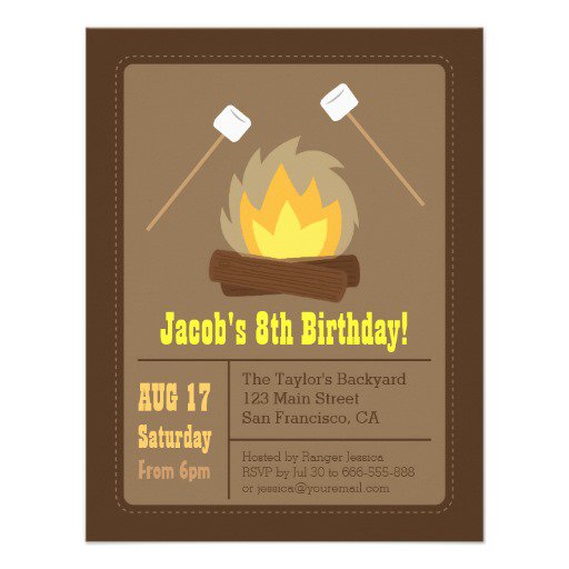 Beach Bonfire Birthday Party Invitations