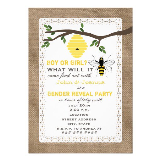 Bee Gender Reveal Party Invitations