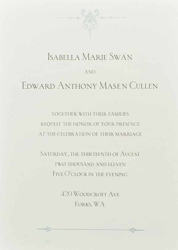 Bella And Edward Wedding Invitation Card