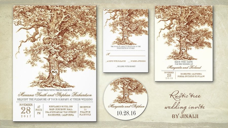 Birch Tree Themed Wedding Invitations