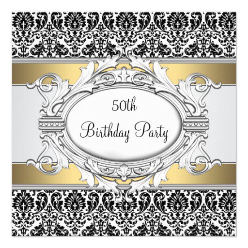 Black And White 50th Birthday Invitations