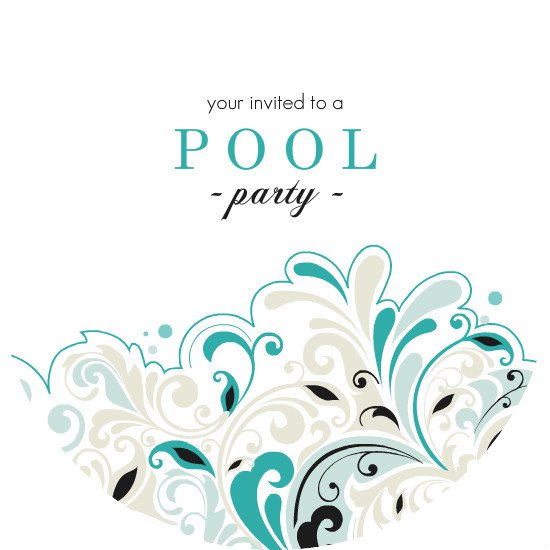 Black And White Pool Party Invitations