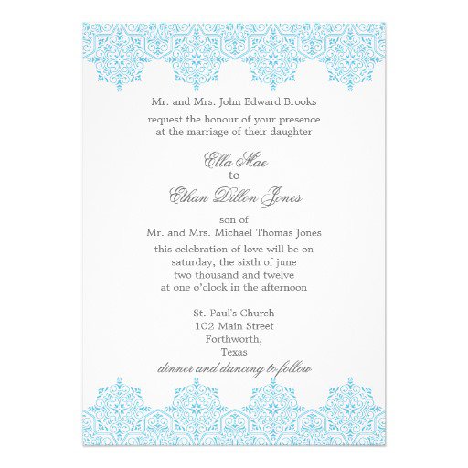 Blue Damask Wedding Invitations