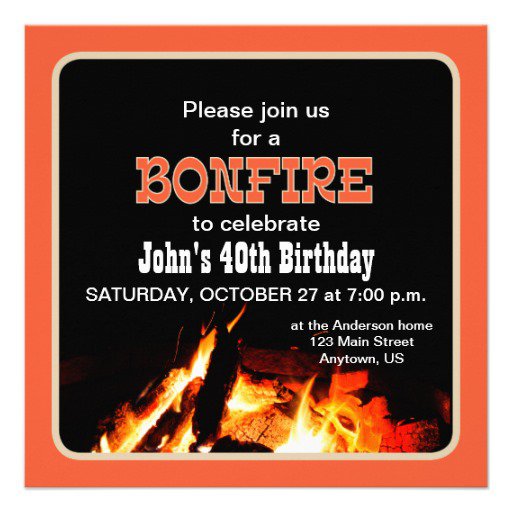 Bonfire Birthday Invitations Templates