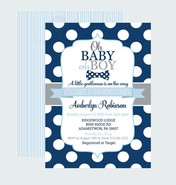 Bow Tie Baby Shower Invitations