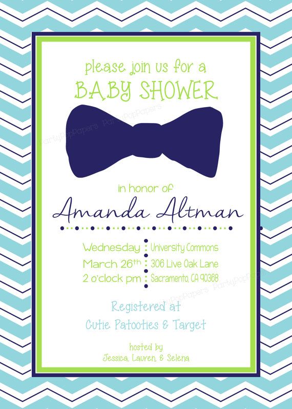 Bow Tie Baby Shower Invitations Printable