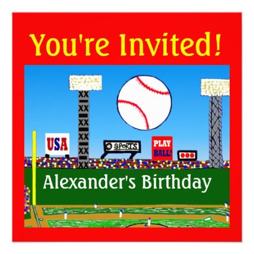 Boys Baseball Birthday Invitations