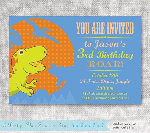 Boys Dinosaur Birthday Invitations Printable