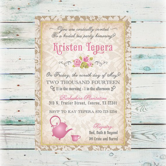 Bridal Tea Invitations Designs