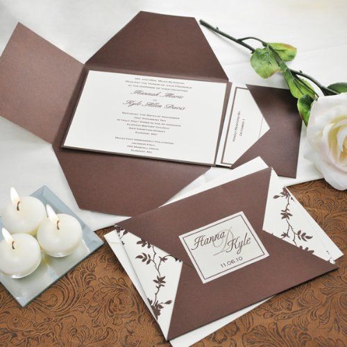 Brown And Ivory Vintage Wedding Invitations Kit