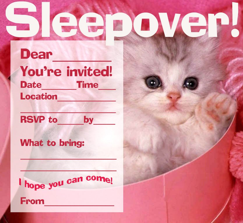 Cat Sleepover Invitations