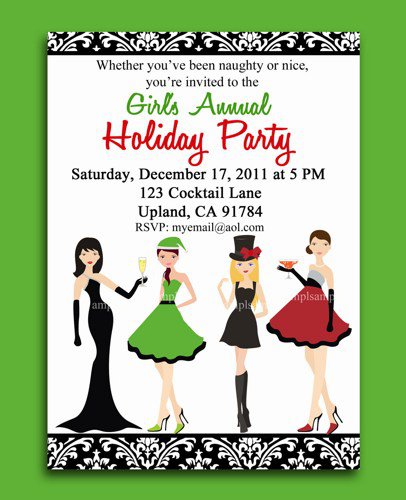 Christmas Party Invitations Girl Night Out