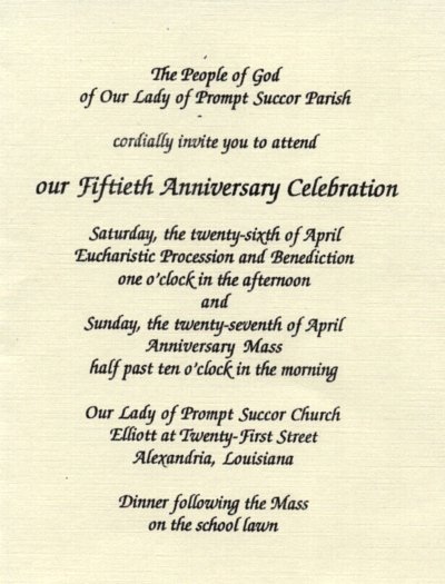 Church Anniversary Sample Invitations 1