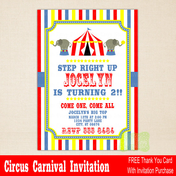 Circus Party Invitations Free