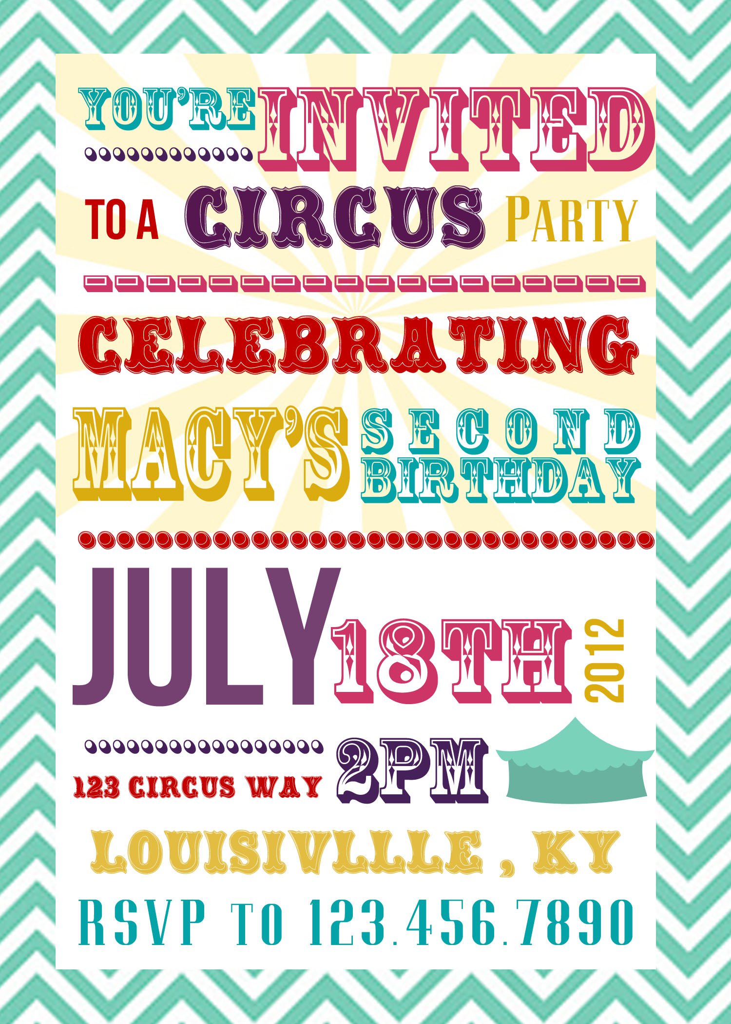 Circus Themed Party Invitation Wording